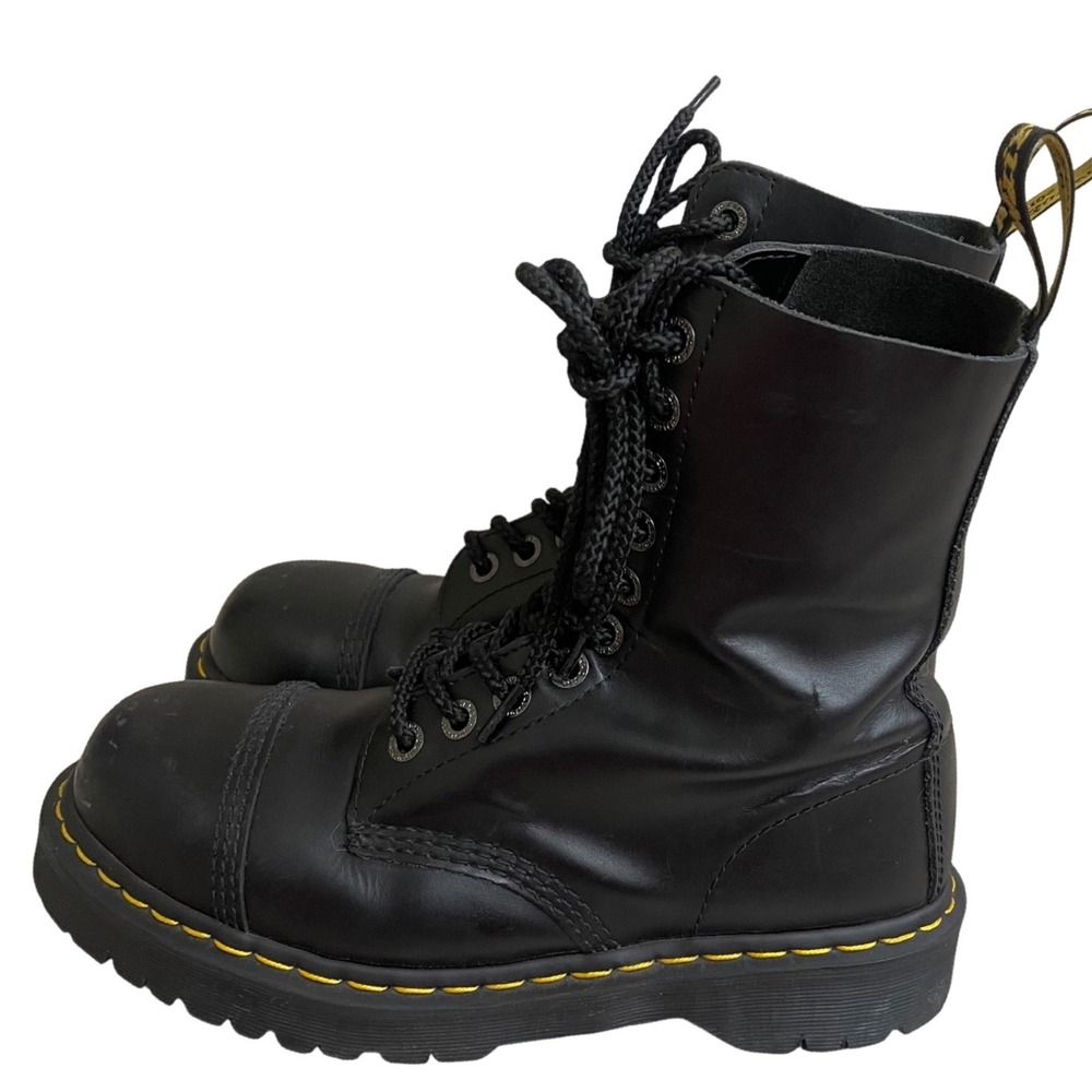 Dr Martens 10966 men 9 womens 10 Black  Leather 10-Eye Platform Cap Toe Boots